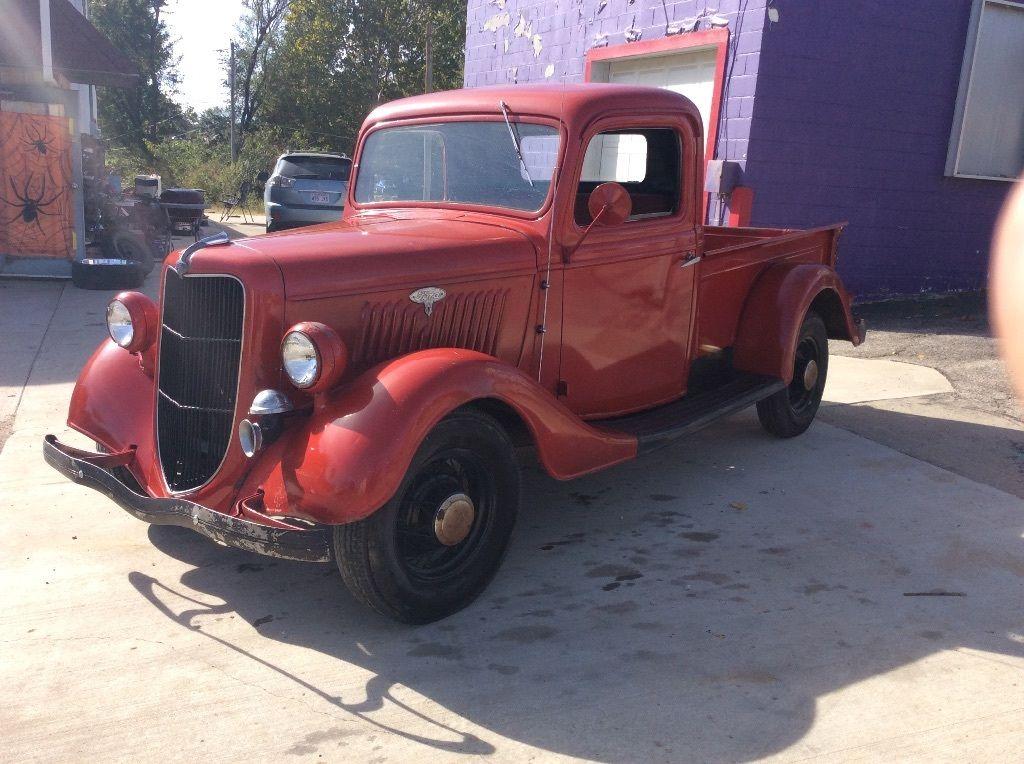 Vintage red 1935 Ford F-100 Pickup Truck for sale