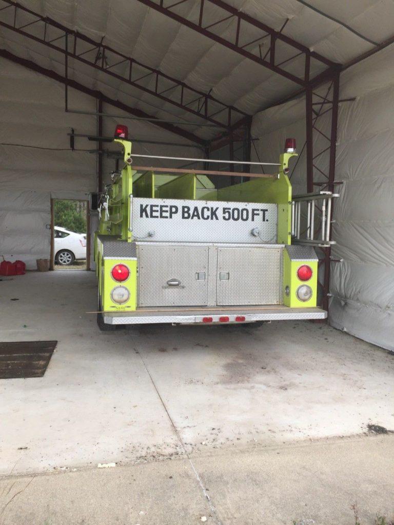 stored indoors 1976 Ford Fire truck vintage