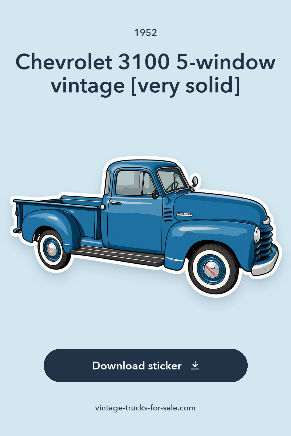 1952 Chevrolet 3100 5-window vintage [very solid] sticker preview