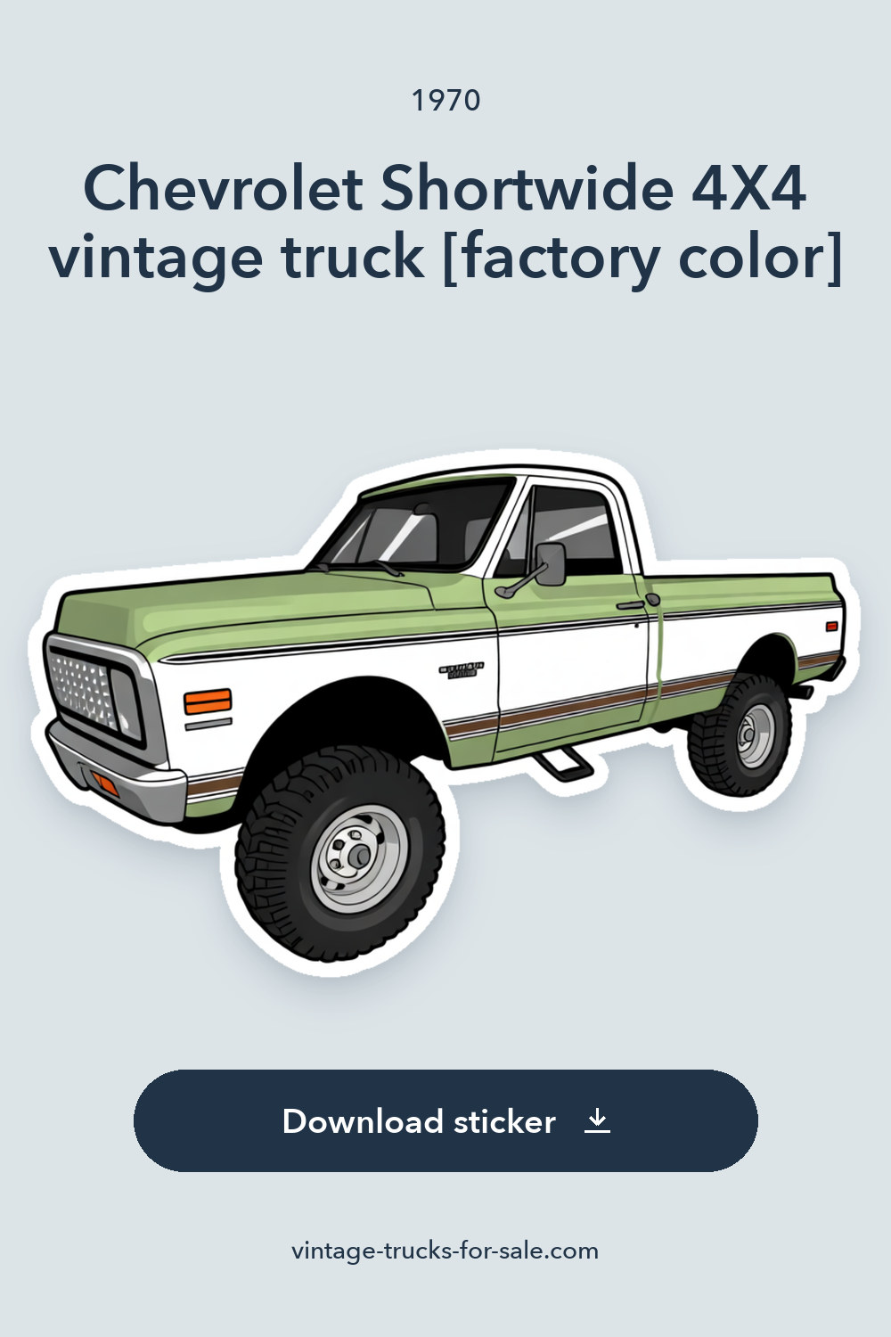 1970 Chevrolet Shortwide 4X4 vintage truck [factory color] sticker preview